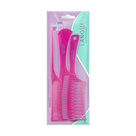 KIT ESCOVA CABELO LANOSSI ESSENCIAL ROXO COM 3UN