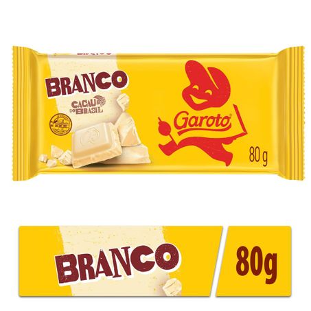 CHOCOLATE BARRA GAROTO CHOCOLATE BRANCO 80G