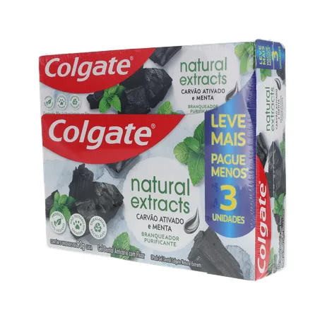 Creme Dental Colgate Natural Extractus Carvão Menta 90G com 3 Unidades 360-4