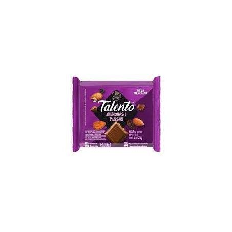 CHOCOLATE TALENTO AO LEITE AMENDOAS E PASSAS 25 G 