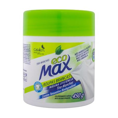 TIRA MANCHAS KM ECOMAX EM PO ROUPAS BRANCAS 450G