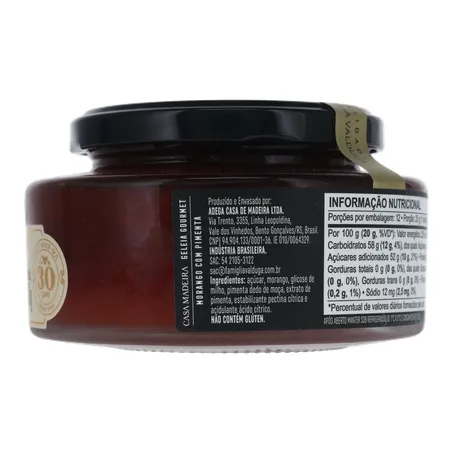 Geleia de Morango com Pimenta Casa Madeira Gourmet Pote de Vidro 240gr 360-12