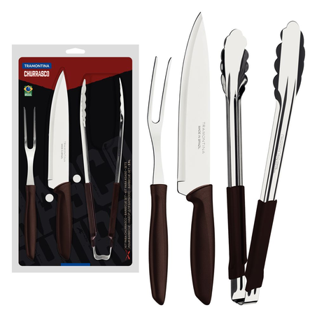 Conjunto Tramontina Churrasco Plenus Poliprop Marrom com 3 Peças