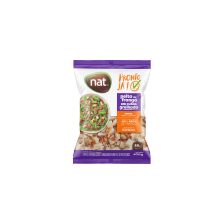 PEITO DE FRANGO EM CUBOS GRELHADO NAT TEMPERADO CONGELADO PACOTE 400G