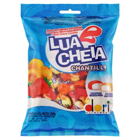 BALA COM RECHEIO DE MORANGO E PÊSSEGO DORI LUA CHEIA CHANTILLY
