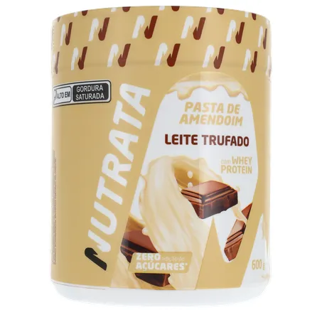 PASTA DE AMENDOIM NUTRATA LEITE TRUFADO COM WHEY PROTEIN ZERO AÇÚCAR POTE 600G 360-34