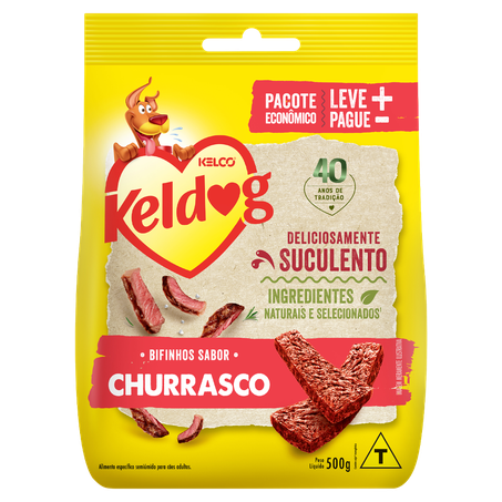 Alimento para Cães Adultos Keldog Bifinhos Sabor Churrasco Pacote 500gr