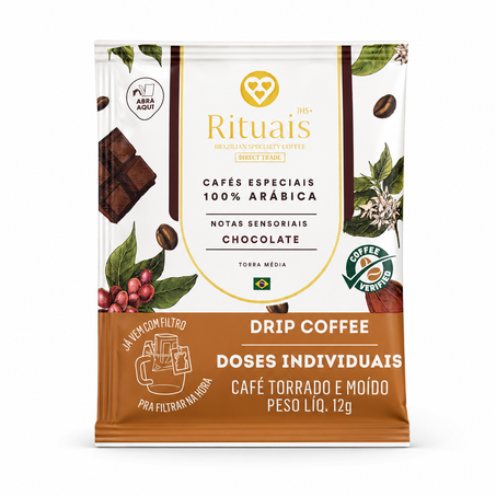 CAFÉ TORRADO E MOÍDO DRIP COFFE RITUAIS 10G 3 CORAÇÕES