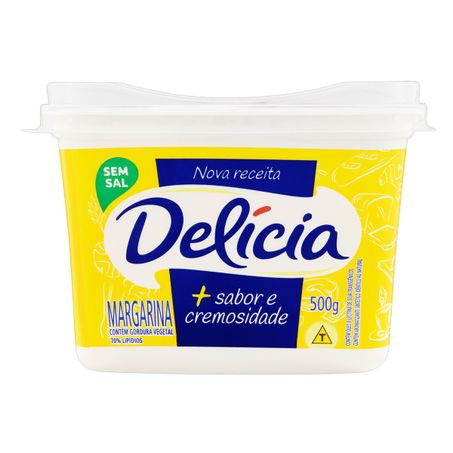 MARGARINA SEM SAL DELÍCIA + SABOR E CREMOSIDADE POTE 500G