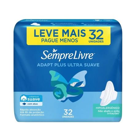 Absorvente sempre livre adapt plus ultra suave com abas c/ 32 und