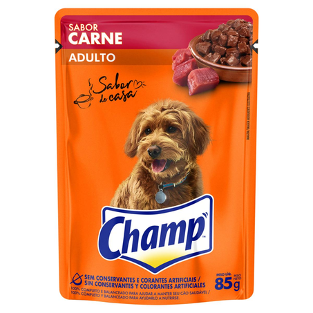 Ração para Cães Champ 85g - Adulto - Carne - Sachê