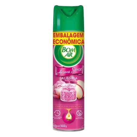 Neutralizador de Odores Bom Ar Alegria Rosa + Maçã Frasco Spray 360ml