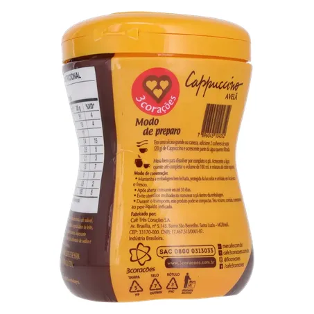Cappuccino 3 Corações Avelã Pt 200g 360-20