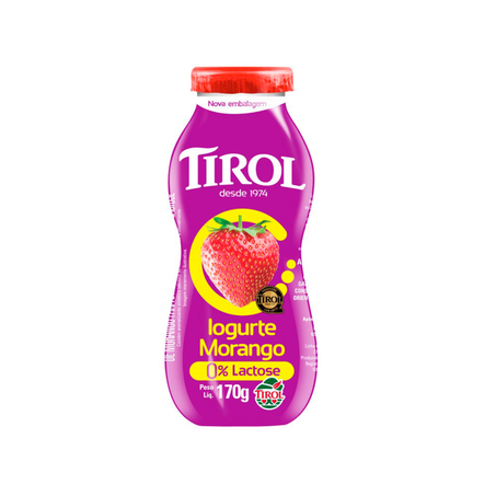 Iogurte Tirol Restritivo Zero Lactose Sabor Morango Embalagem 170G
