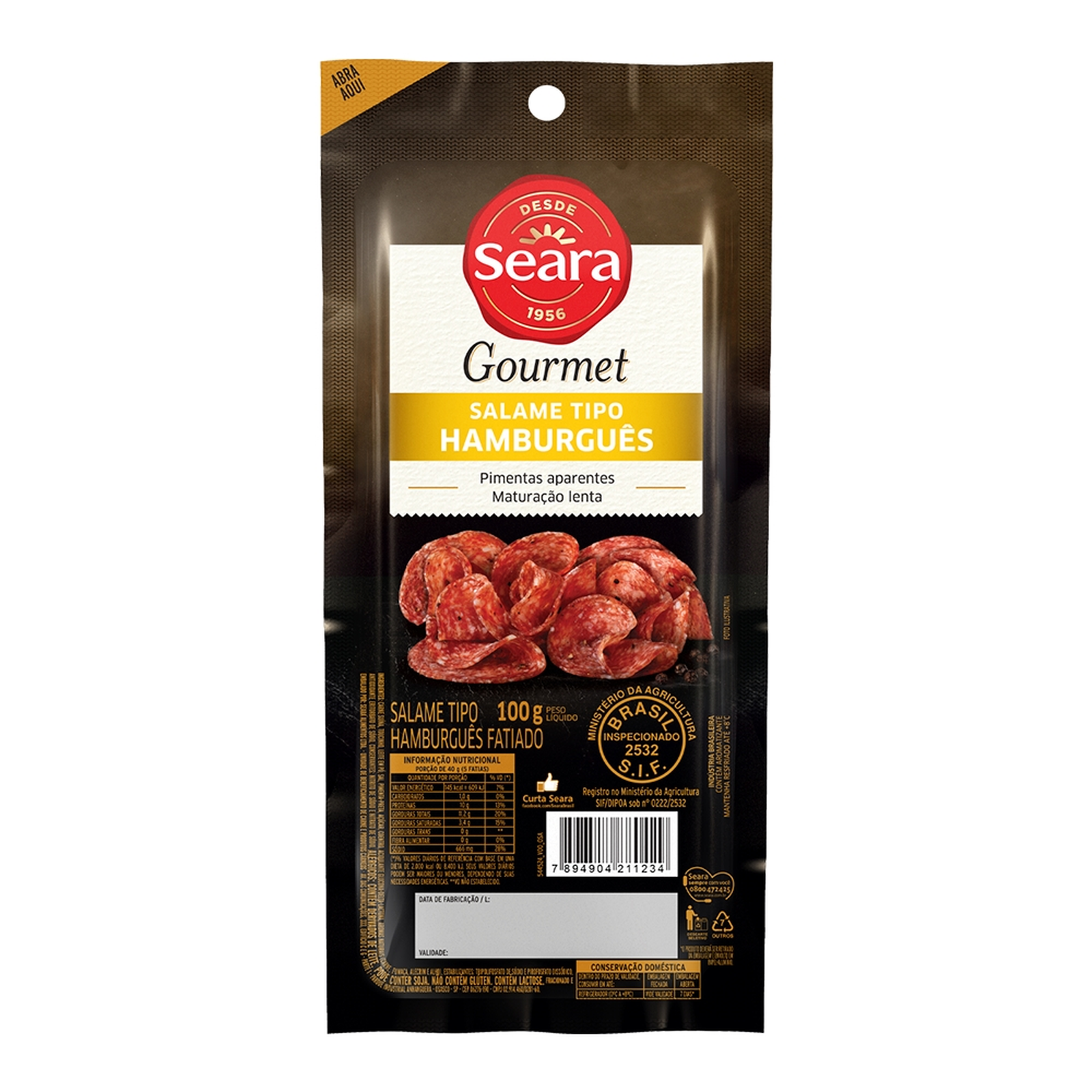 Salame tipo Hamburguês Fatiado Seara Gourmet 100G