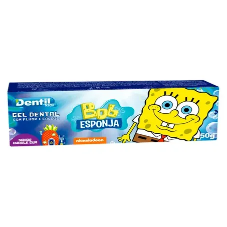 Creme Dental Infantil 50g Dentil Bob Esponja Bubble Gum