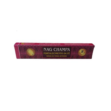INCENSO MASSALA NAG CHAMPA FORTALECIMENTO FE - ROSAS DA NOSSA SENHORA COM 8 UNIDADE