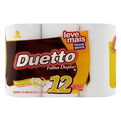Papel higiênico perfumado folha dupla duetto 30m c/12