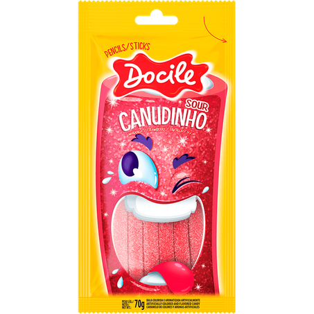 Bala de gelatina docile 70gr canudinho m