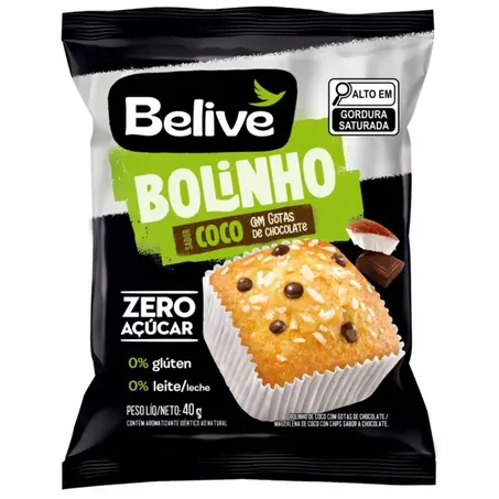 BOLINHO DE COCO E CHOCOLATE SEM AÇÚCAR 40G - BELIVE