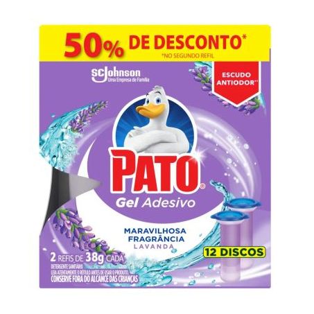 Detergente Sanitário Gel Adesivo Pato Lavanda Caixa com 2un - 76gr - Refil