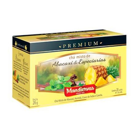 Chá Mandiervas Premium Abacaxi e Especiarias Caixa 26g 
 