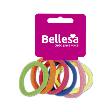 Elástico de cabelo bellesa meia colorida c/6