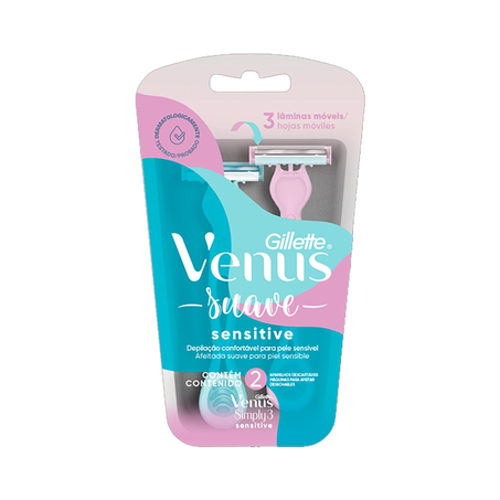 Aparelho Depilatório Gillette Venus Suave Sensitive com 2 Cargas