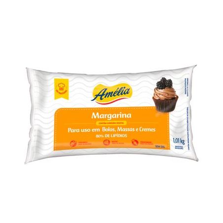 MARGARINA AMÉLIA SEM SAL USO EM BOLOS, MASSAS E CREMES PACOTE 1,01KG