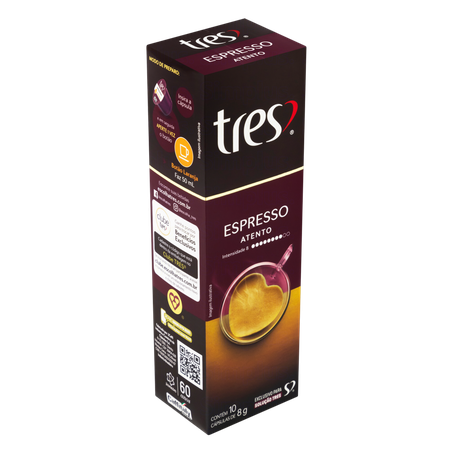 Café em Cápsula Torrado e Moído Espresso Atento Tres Caixa 80g 10 Unidades 360-4