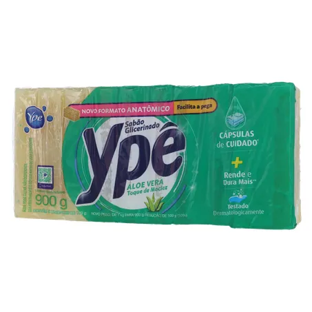 Sabão em Barra Glicerinado Ypê Aloe Vera Toque de Maciez Pacote com 5un - 900gr 360-2