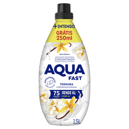 Amaciante de Roupa Concentrado Ternura Aquafast Frasco 1,5l Grátis 250ml