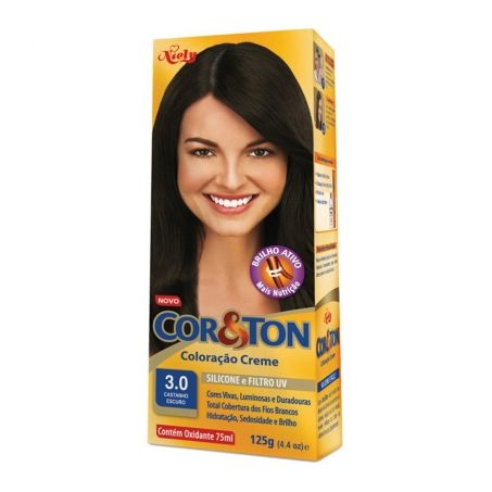Tintura para cabelo cor & ton 3.0 castanho escuro