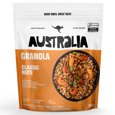 Granola Australia Classic Nuts Vegana Sem Glúten 300g