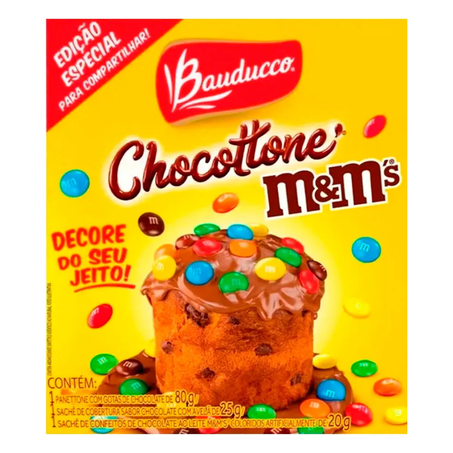 Mini panetone bauducco 80g chocottone m&ms