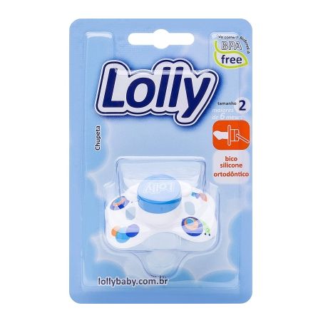 CHUPETA LOLLY ZOO SILICONE ORTODÔNTICA T2 AZUL +6 MESES