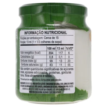 ÓLEO DE COCO DUCOCO EXTRA VIRGEM VIDRO 200ML 360-25