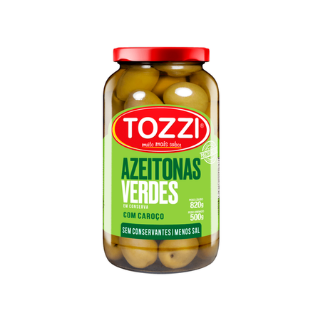 AZEITONA TOZZI VERDE COM CAROÇO VIDRO 500G