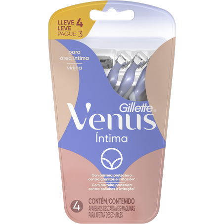 Aparelho de depilar descartável gillette venus íntima leve 4 pague 3unid