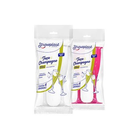 Taça champanhe descartável strawplast branca