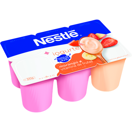 Iogurte nestlé morango e vitamina de frutas bandeja 510g