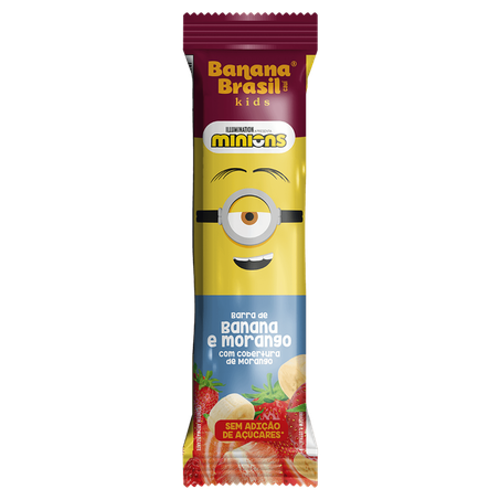 Banana Brasil Barra De Banana Com Morango 22G Minions Zero Açúcar
