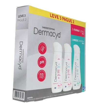 KIT SABONETE ÍNTIMO LÍQUIDO DERMACYD BREEZE CAMOMILA 200ML + 2 UNIDADE FEMININA FLORAL 200ML LEVE 3 PAGUE 2 360-31