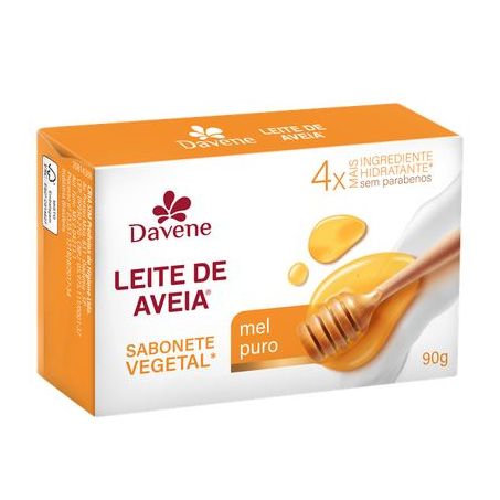 Sabonete Barra Vegetal Davene Mel Puro Leite de Aveia Clássico Caixa 90gr