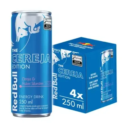 Pack energetico red bull c/4un 250ml cereja e frutas silvestres