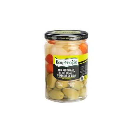 MIX DE VEGETAIS EM CONSERVA BOM PRINCÍPIO AZEITONA, CEBOLINHA E PIMENTA DE BICO VIDRO 200G