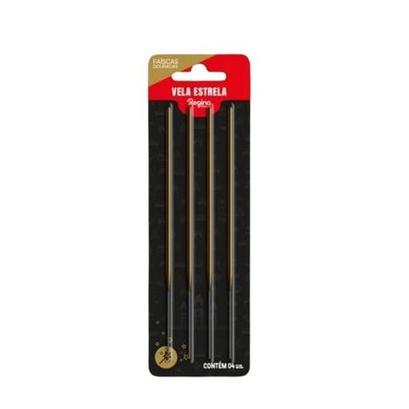 Vela Estrela Ouro Regina 13,5cm Com 4 Unidades