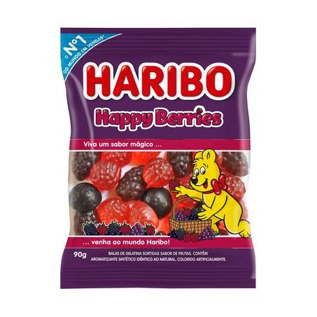 Bala de Gelatina Frutas Happy Berries Haribo Pacote 90G