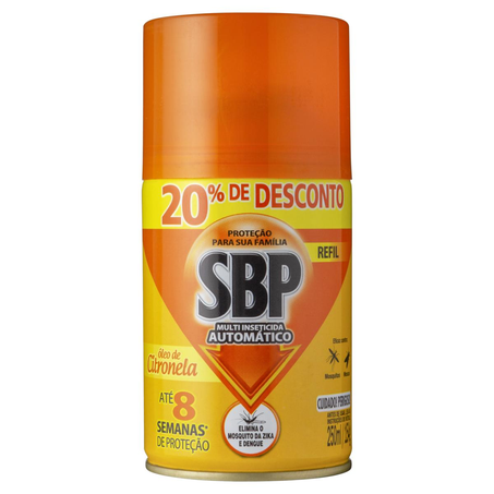 Multi-inseticida Aerossol SBP 250ml - Óleo de Citronela - Refil - Com 20% de Desconto