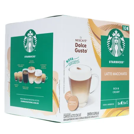 Café com Leite em Cápsula Starbucks Latte Macchiato Nescafé Dolce Gusto Caixa 107,5g 10 Unidades 360-32